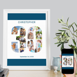 Fotokollage nummer 30 Personliger 30års födelsedag Poster