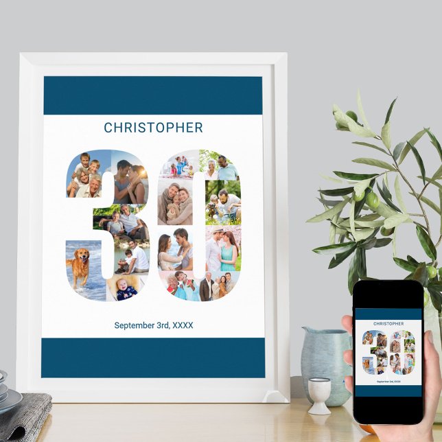 Fotokollage nummer 30 Personliger 30års födelsedag Poster (Skapare uppladdad)