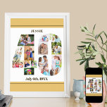 Fotokollage nummer 40 Anpassningsbar 40 födelsedag Poster<br><div class="desc">Anpassningsbarna Poster med nummer 40 fotokollage - perfekt för en unik 40-årsdagspresent. Poster är vit med neutralt beige sand/muterad gult gräns och brons modern typografi. Fotokollaget innehåller upp till 15 av dina favoritfoton i familjen eller skapar din egen tidslinje de senaste 40 åren. Mallen är konfigurerad så att du kan...</div>