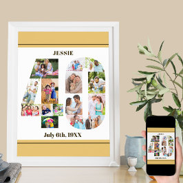 Fotokollage nummer 40 Anpassningsbar 40 födelsedag Poster