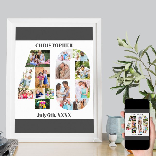 Fotokollage nummer 40 Personlig 40 födelsedagar Poster (Skapare uppladdad)