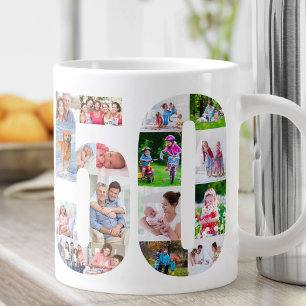 Fotokollage nummer 50 - 50:e födelsedagen jumbo mugg