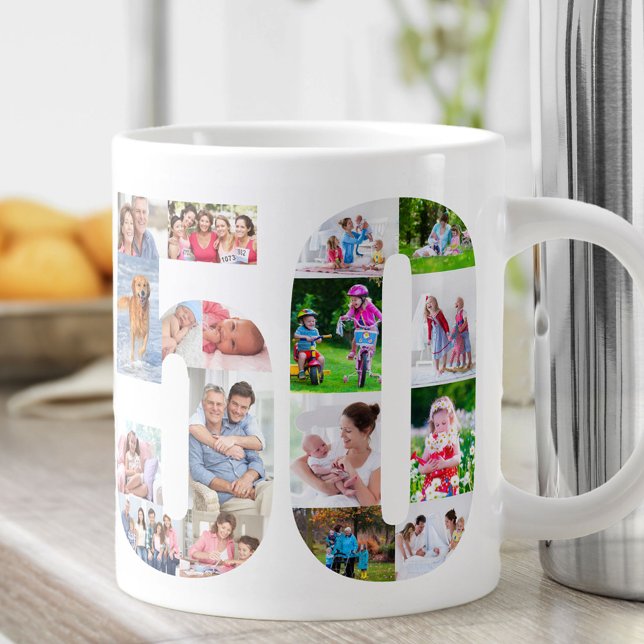 Fotokollage nummer 50 - 50:e födelsedagen jumbo mugg (Skapare uppladdad)