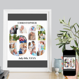 Fotokollage nummer 60 Personlig 60:e födelsedagen Poster