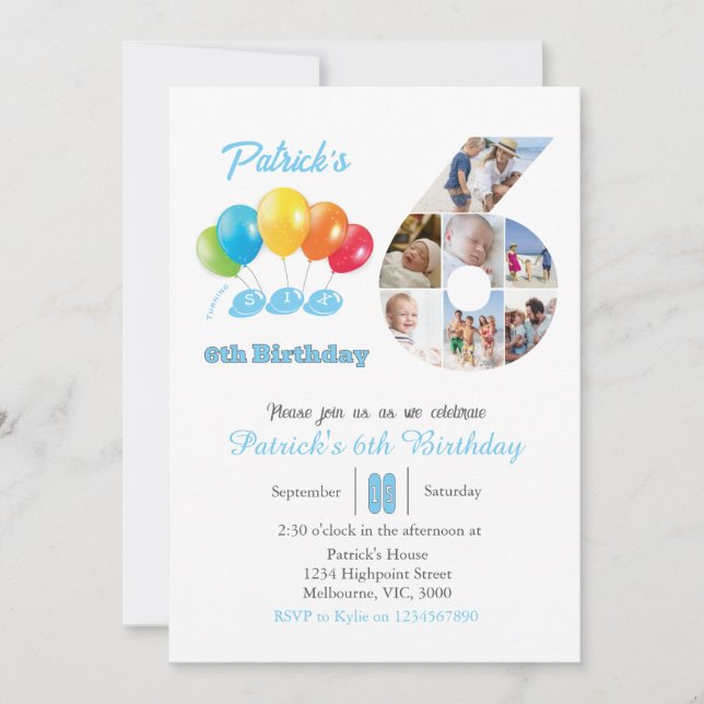 Fotokollage nummer 6, 6e inbjudningar (Framsida)