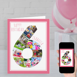 Fotokollage nummer 6 Flickans födelsedagskort 6e Kort