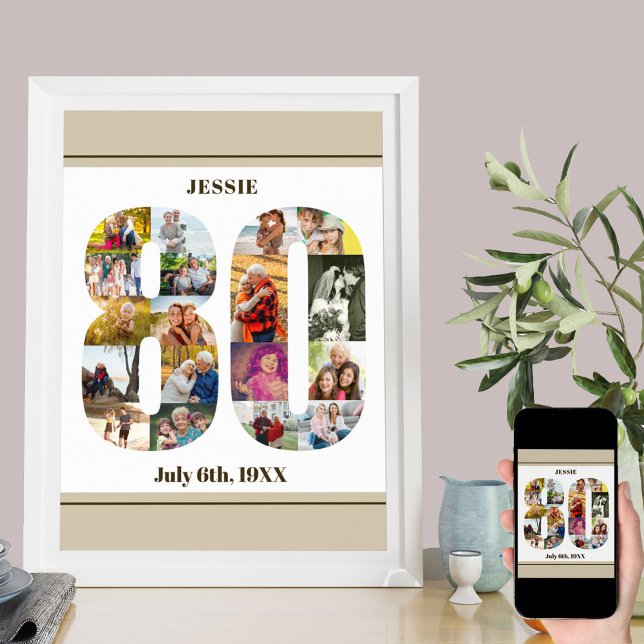 Fotokollage nummer 80 Anpassningsbar 80 födelsedag Poster (Skapare uppladdad)
