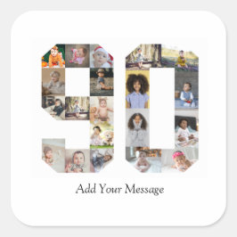 Fotokollage nummer 90 fyrkantigt klistermärke