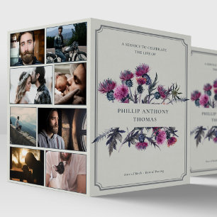 Fotokollage Obituary Scottish Thistle Funeral Program