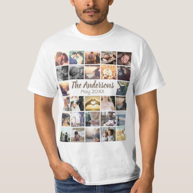 Fotokollage och text för personlig-mall t shirt (Framsida)