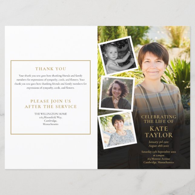 Fotokollage Order of Service Funeral Program (Framsida)