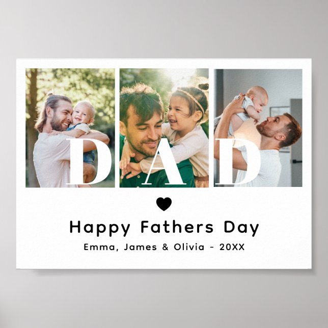 Fotokollage pappa Lycklig Fars dag 3 Poster (Framsidan)