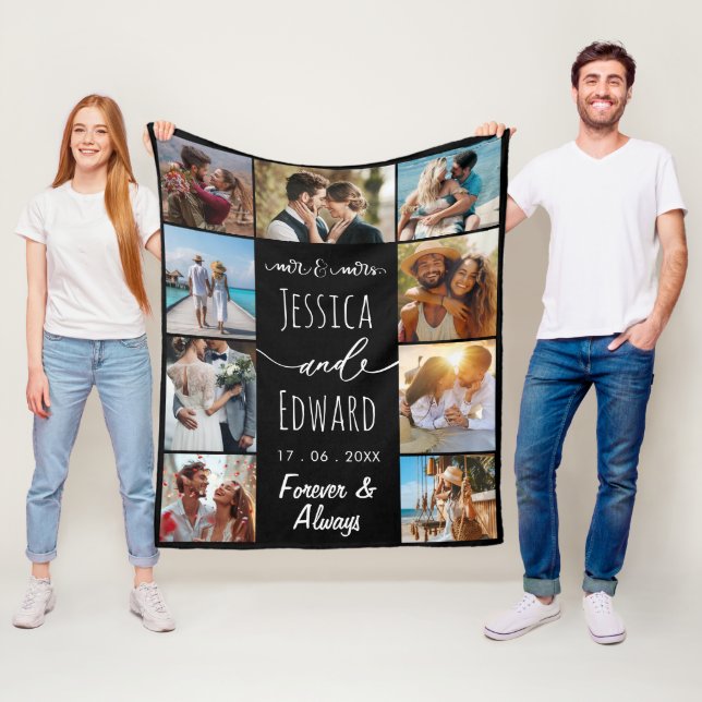 Fotokollage par 9 Bilder för alltid och alltid Fleecefilt (På plats)