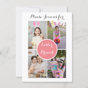 Fotokollage Påskägg Bunny Rosa Påsk Brunch Inbjudningar