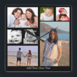 Fotokollage-Personlig av ett slag Fyrkantig Klocka<br><div class="desc">designerklockor från Ricaso ...  överför dina foton/bilder och lägg till din egen text ...  enkelt att utforma din egen väggklocka - ändra bakgrund och text färg genom att klicka på anpassa - skapa enkelt en unik behålla för tidsfred för sakens skull</div>