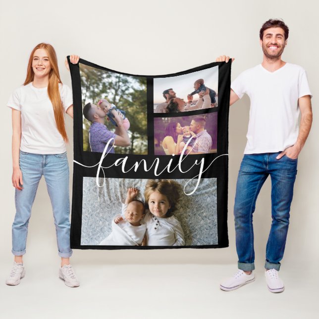 Fotokollage Personlig DIY Anpassningsbar Family Fleecefilt (På plats)