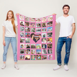 Fotokollage Personlig DIY Anpassningsbar Heart Fleecefilt