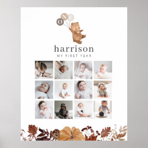 Fotokollage Poster - Bear Brown 3-bubblor