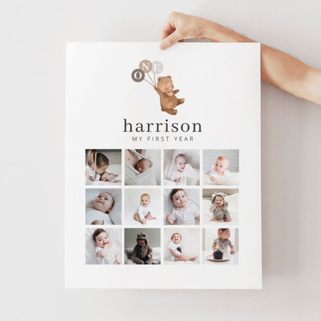 Fotokollage Poster - Bear Brown 3-bubblor (Skapare uppladdad)