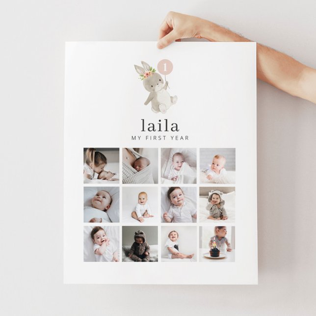 Fotokollage Poster - Bunny Rosa Balloon (Skapare uppladdad)