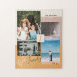 Fotokollage Puzzles Modern Färg block Family Photo Pussel<br><div class="desc">Den här anpassningsbarna är ett fotosamlingspussel med snyggt färg-block och typografi med ett rosa-,  gult- och grönt färg-tema. Byt ut dessa 4 fotokollage mot dina och anpassa texten med din familj namn och initialer.</div>