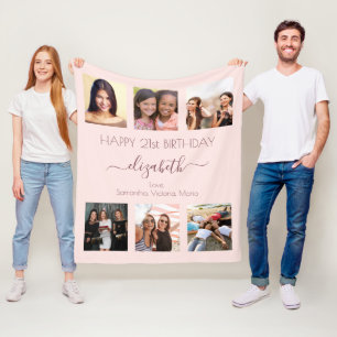 Fotokollage ro guld rosa bästa vänner på födelseda fleecefilt