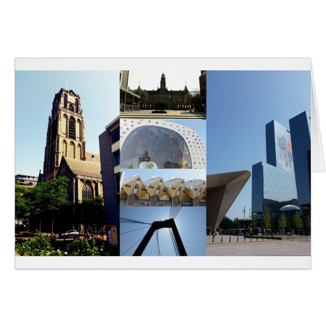 Fotokollage Rotterdam 1 Hälsningskort (Framsidan Horizontal)