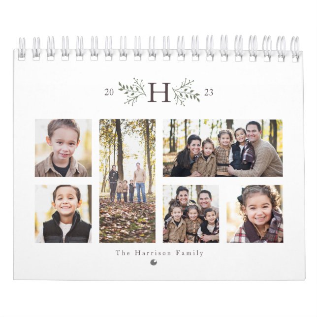 Fotokollage Rustic monogram-foto Kalender (Omslag)
