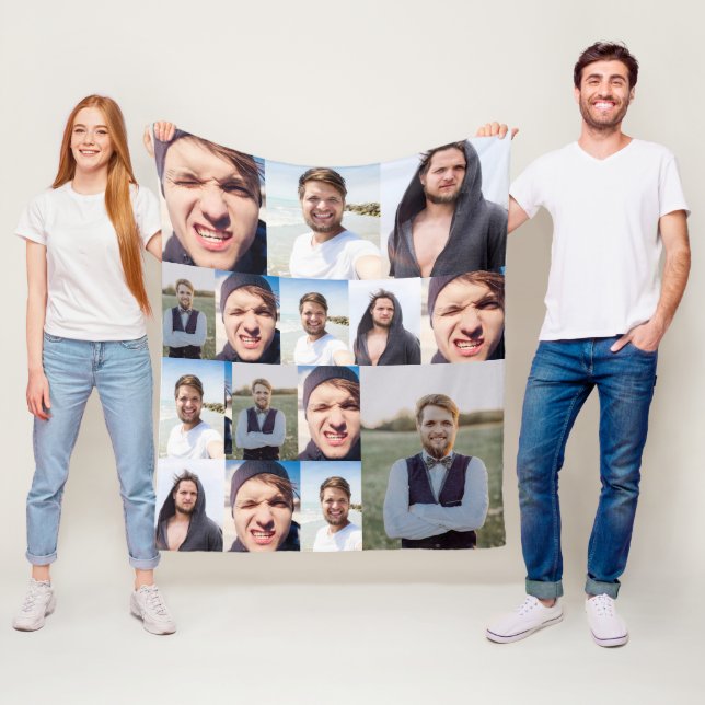 Fotokollage sätta Ansikte på en Fleecefilt (På plats)