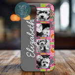Fotokollage, Shock rosa och Orange Flowers<br><div class="desc">Ett underbart sätt att visning dina fyrkantiga foton från onlinen. En roligt zig zag rand-design framhäver bilder.</div>