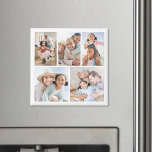 Fotokollage Simple Elegant Bild Magnet<br><div class="desc">Personlig 5-fotokvadratmagnet. Den här enkla fyrkantiga magneten har plats för fem favoritfoton, skapar den som ett sött och personligt sätt att markera speciella minnen. Använda det till visning av foton av ett par för en bröllop-gåva eller möhippa, en meningsfull bild för en kärleksfull minneskeepé eller ett lustigt foto av en...</div>