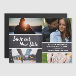 Fotokollage Spara vår New Date Bröllop Magnetisk Inbjudningskort