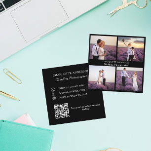Fotokollage svartvit QR-kod Fyrkantigt Visitkort