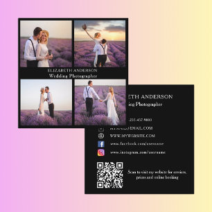 Fotokollage svartvita media med QR-kod social Fyrkantigt Visitkort