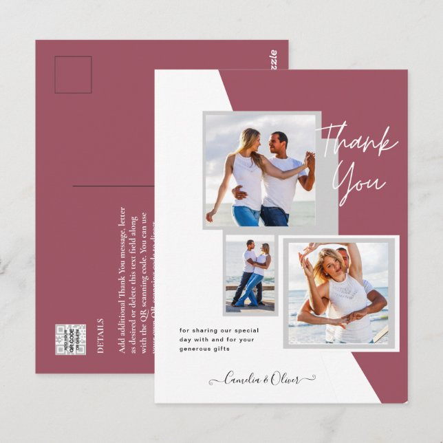 Fotokollage TACK Wedding/Barn/Examen/NÅGOT Vykort (Fram/baksida)