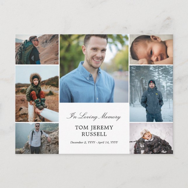 Fotokollage Till minne av dödsannons Vykort (Framsida)