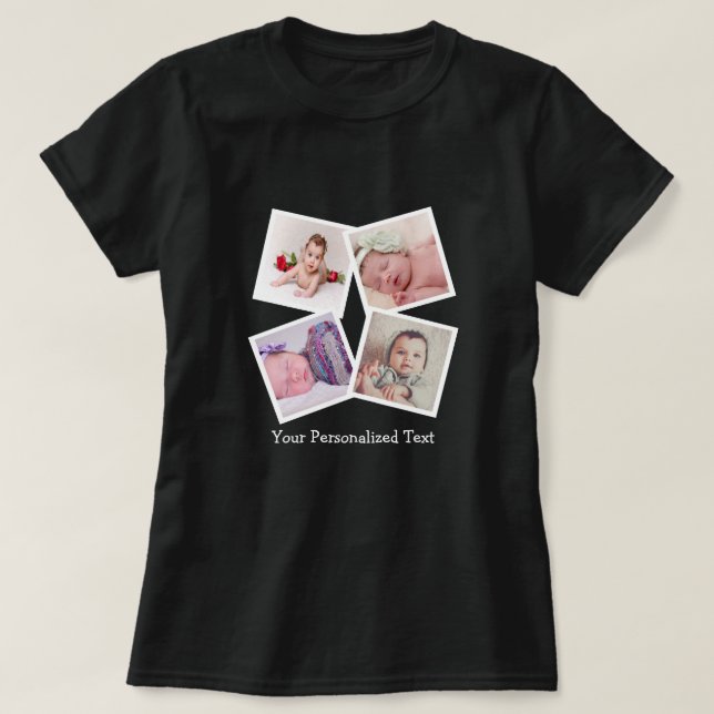 Fotokollage Unik Personlig 4 Foto Tee (Design framsida)