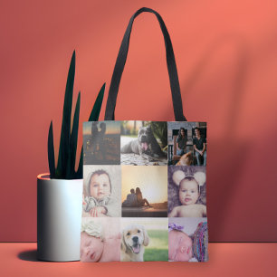 Fotokollage Unik Personlig 9 Foto Tygkasse