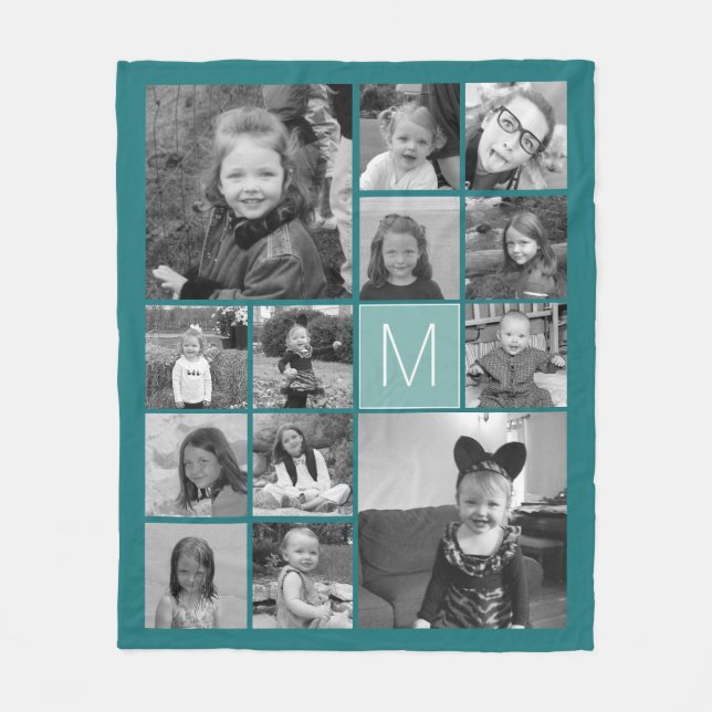 Fotokollage - upp till 13 bilder KAN REDIT FÄRG Fleecefilt (Framsidan)