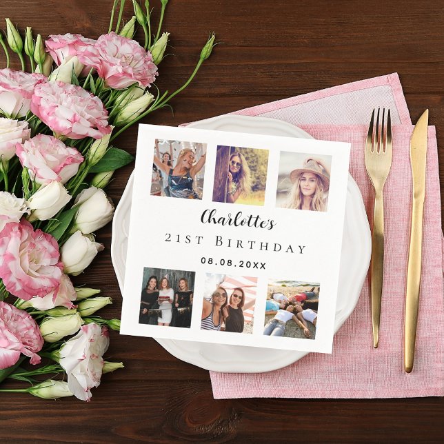 Fotokollage, vit födelsedagsfest pappersservett (Skapare uppladdad)