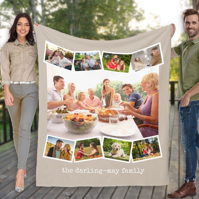 Fotokollage Zigzag Photo Strip Neutralt Mushroom Fleecefilt (Skapare uppladdad)