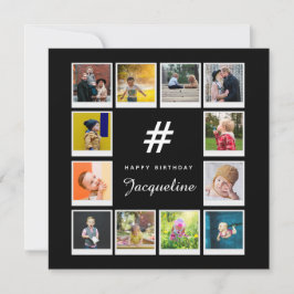 Fotokollamall för födelsedagar, alla åldrar, svart kort