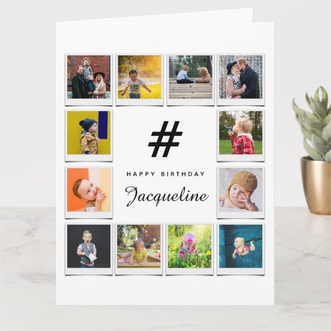 Fotokollationsmall för födelsedagsmagasin vid alla kort (Liten växt)