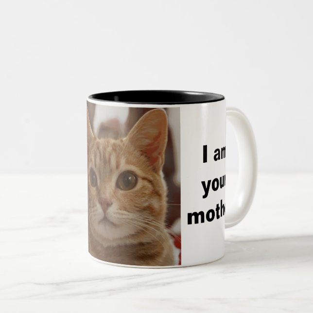 Fotokollokation för mamma i modern roligt-katt Två-Tonad mugg (Framsida höger)