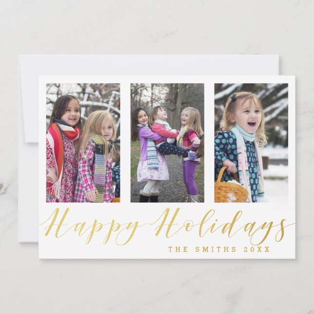 Fotokollokort för guld Glitter Glad helg Julkort (Framsida)