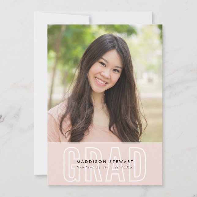 Fotokontur för MODERN GRAD-chic täcker över  rosa Inbjudningar (Framsida)