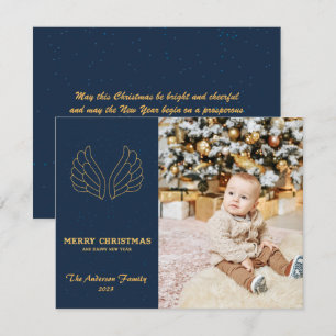 Fotokort С Hristmas Blue guld angel vingar Julkort