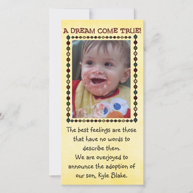 fotokort för adoption meddelande (Framsida)