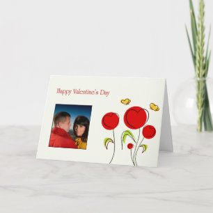 Fotokort för alla hjärtans blommiga hjärtan helgkort