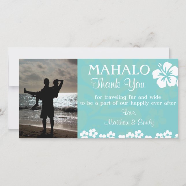 Fotokort för Aqua Beach Flowers-Tacken Tack Kort (Framsida)